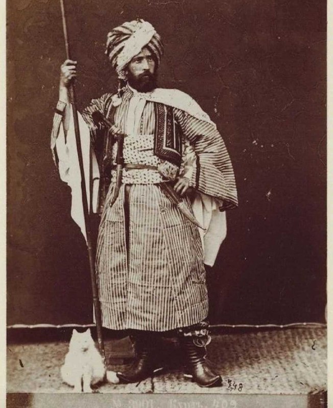1870年，一位库尔德武士和他的猫